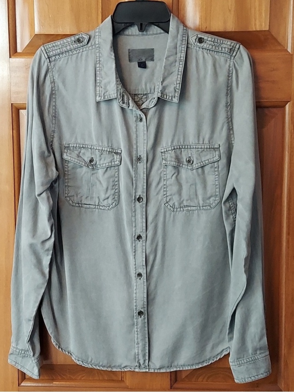 Universal Thread Washed Light Gray Button-Down Utility Shirt